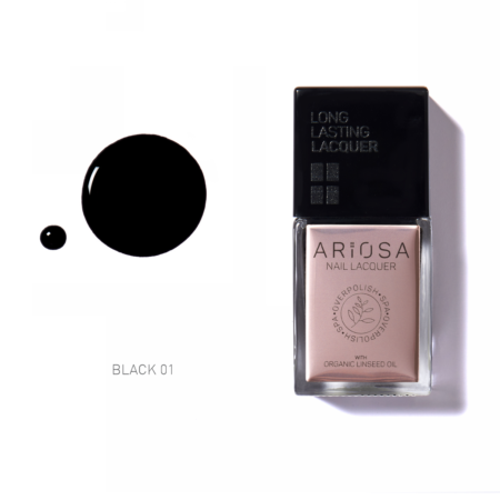 Ariosa nail lacquer - black01 15ml - black ultra - opaque nail polish NAIL