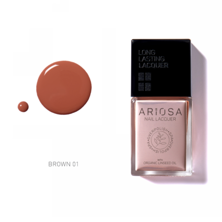 Ariosa nail lacquer - brown01 15ml - ultra opaque nail polish brown line