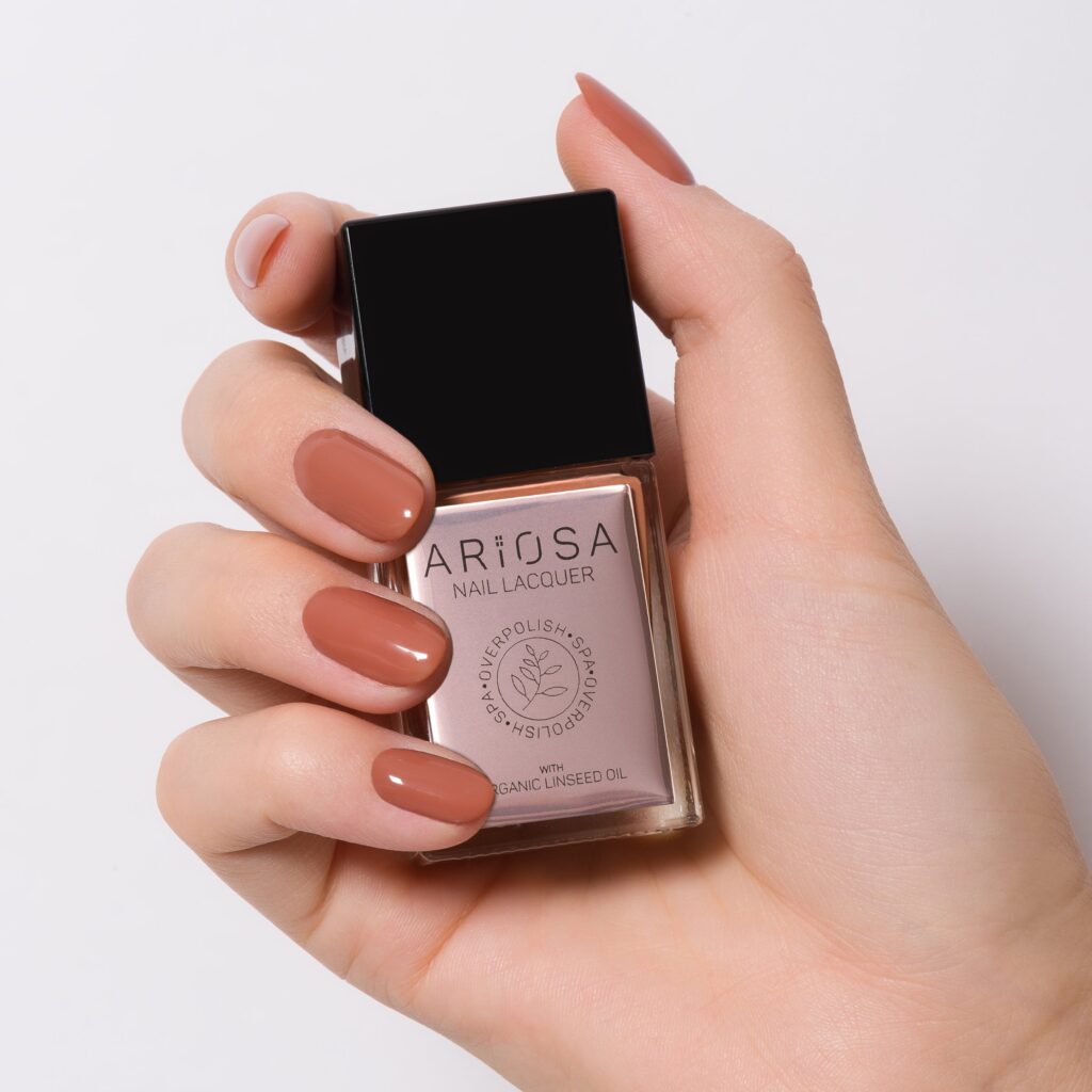 Ariosa nail lacquer -brown05 15ml - ultra opaque nail polish brown line