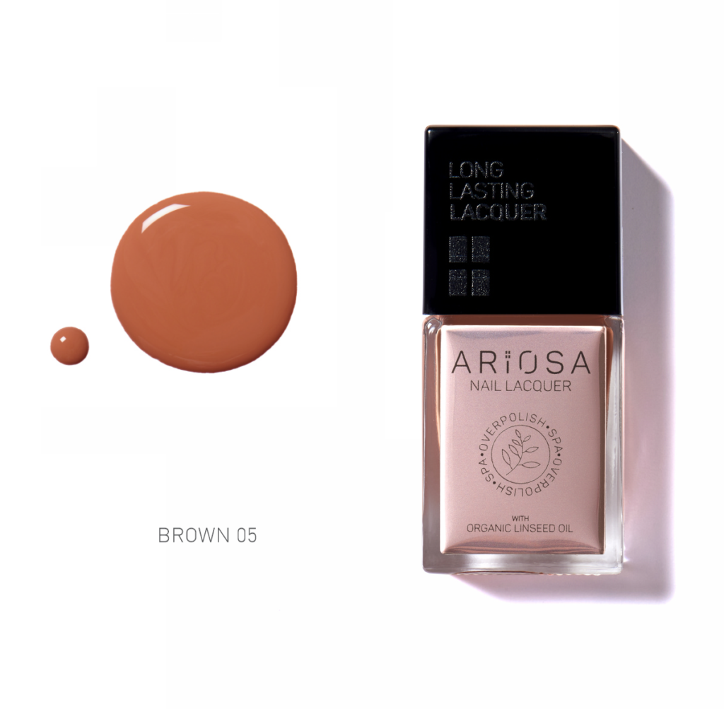 Ariosa nail lacquer -brown05 15ml - ultra opaque nail polish brown line