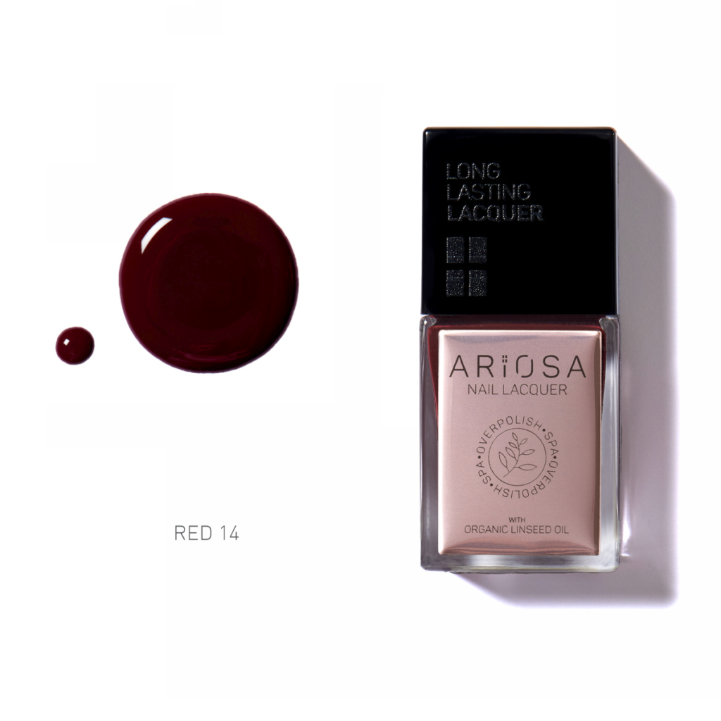 Ariosa nail lacquer - red14 15ml - ultra opaque nail polish red line