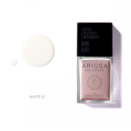 Ariosa nail lacquer - white01 15ml - ultra opaque nail polish white line