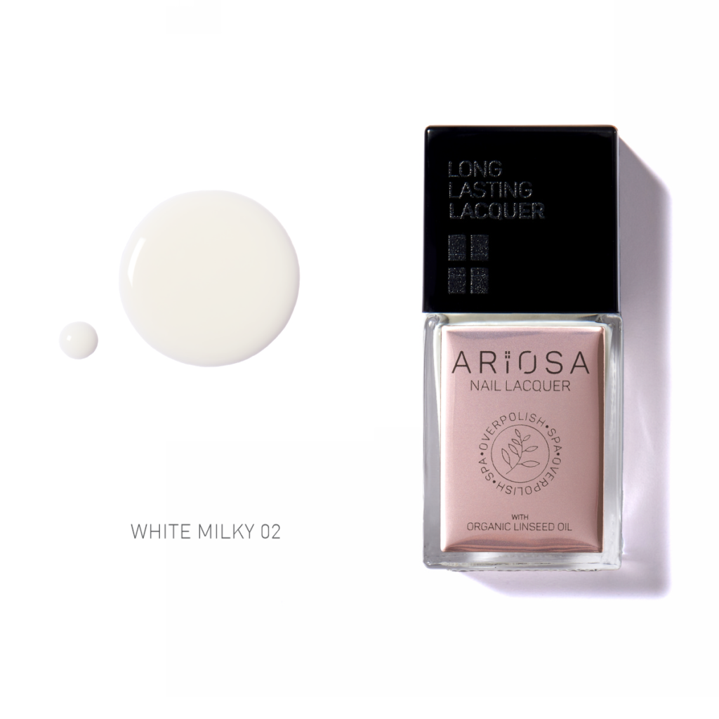 Ariosa nail lacquer - white milky02 15ml - ultra opaque nail polish white line