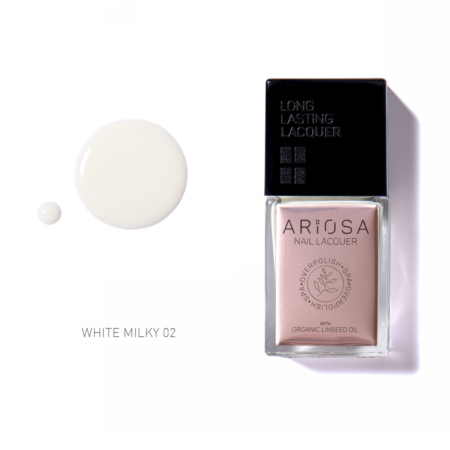 Ariosa nail lacquer - white milky02 15ml - ultra opaque nail polish white line