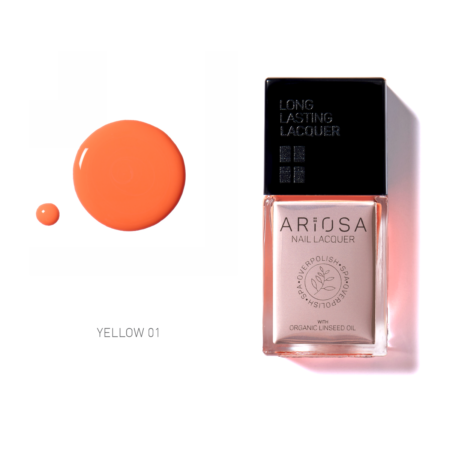 Ariosa nail lacquer - yellow01 15ml - ultra opaque nail polish yellow line