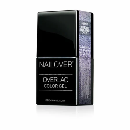 Reflective Blue Gold Cat Eye semi-permanent gel